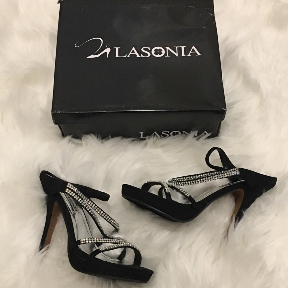 Lasonia High Heels Black w/Rhinestone